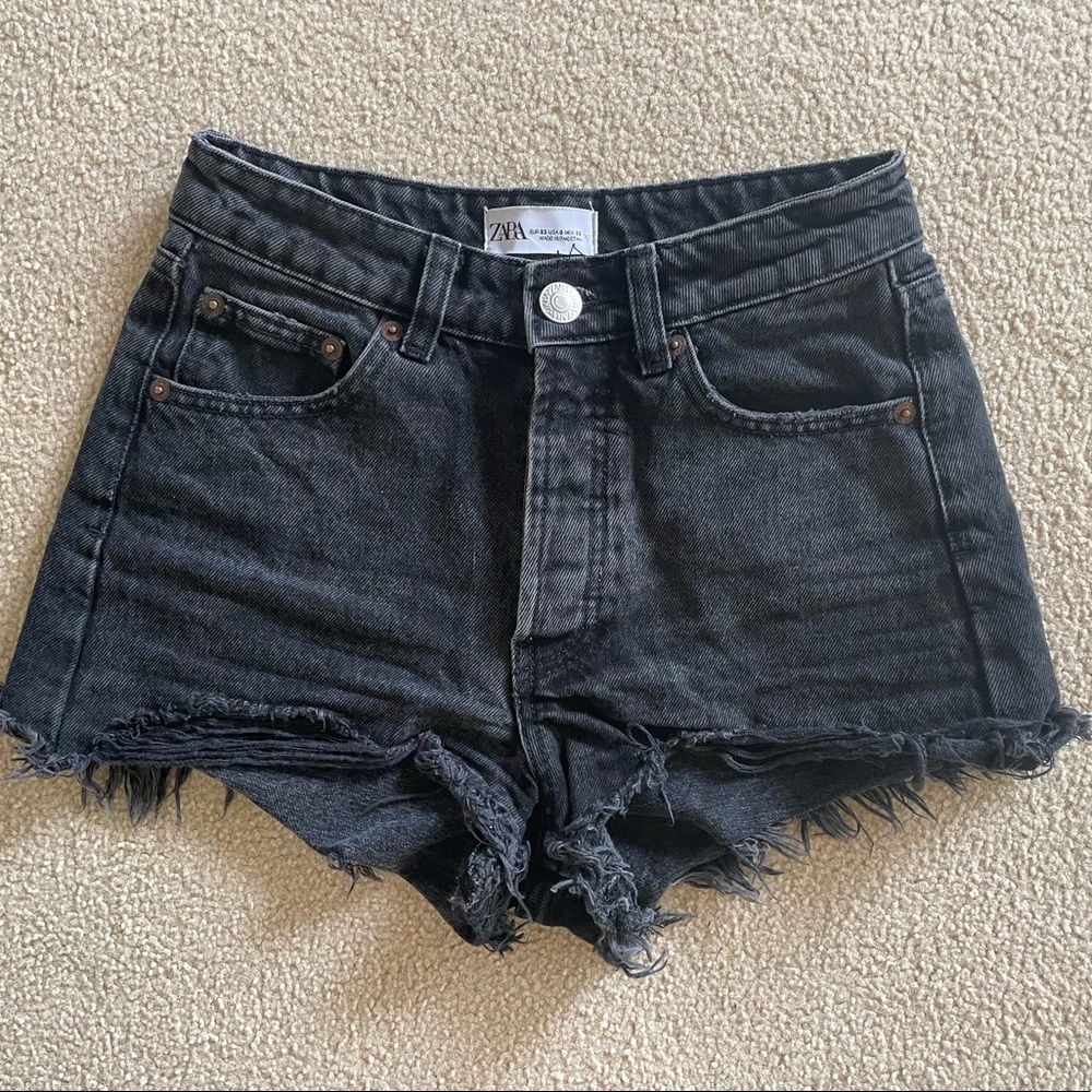 Zara High Waisted Cut-off Distressed Jean Shorts